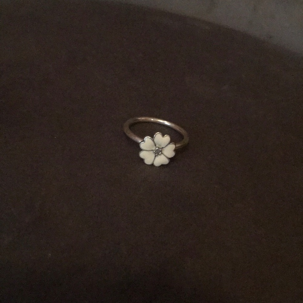 White Flower Pandora Ring